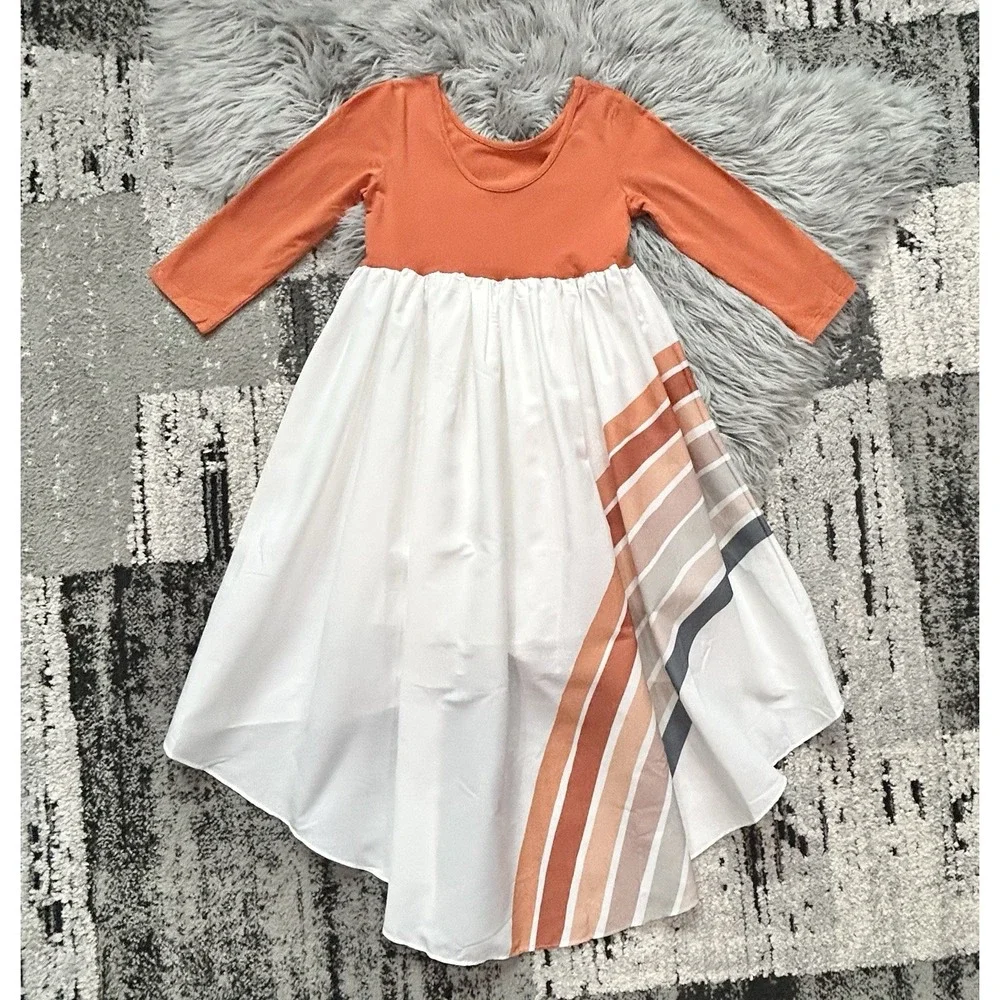 Oopsie Daisy Girl's Hi Lo Rust Orange Rainbow Dress Size 2 NWT